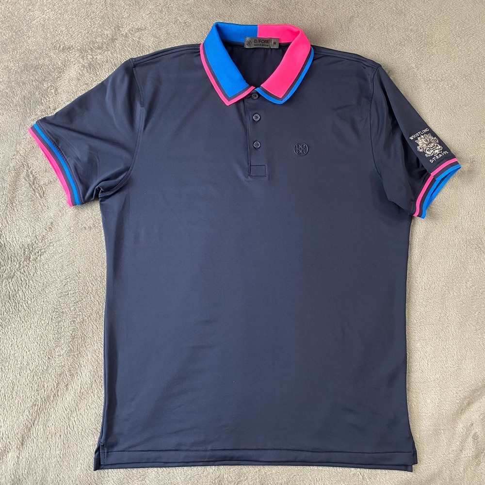 G/FORE Polo Shirt Men M Twilight Navy Whistling Straits Golf Tipped Country Club
